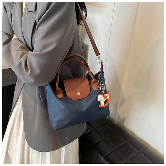 Handbags - Navy and Brown Shoulder Crossbody Bag